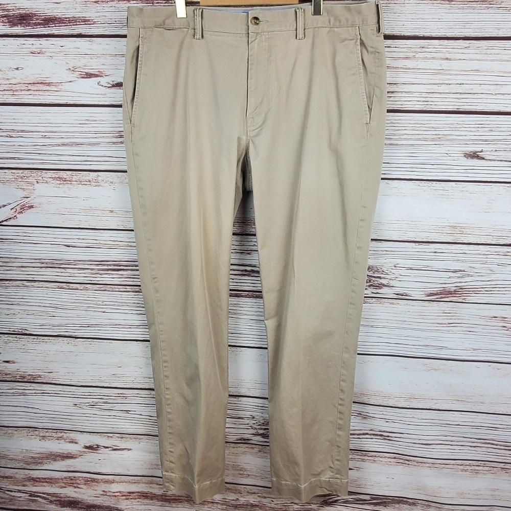 POLO Ralph Lauren Mens 36x32 The Polo Chino Khaki/Beige Straight Leg Pants - Picture 1 of 11